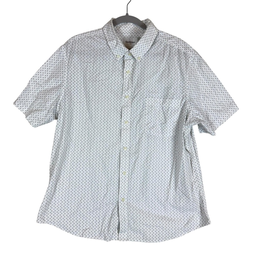 Goodfellow & Co Shirt Mens XL White Geometric Short Sleeve Button Up Slim Fit